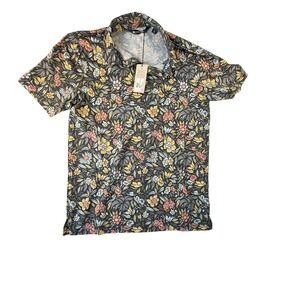 Travis Mathew Polo Shirt Mens S Black Floral Day Cruise A41347 NEW Featherweight